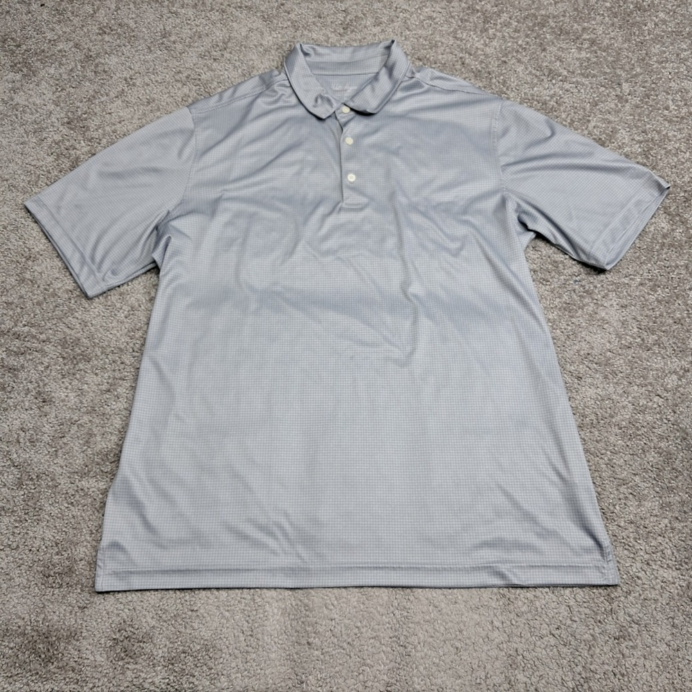 Walter Hagen Essentials Mens XL Grey Micro Check Golf Polo Shirt Short‎ Sleeve